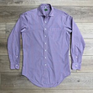 Sid‎ Mashburn Mens Button Down Dress Shirt Medium Slim Fit Checkered Preppy